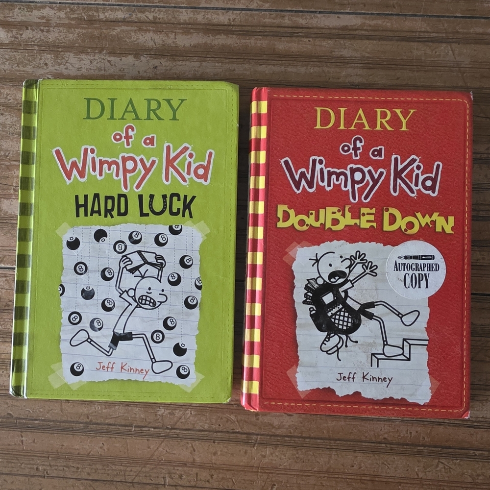set of 2 diary of a wimpy kid books